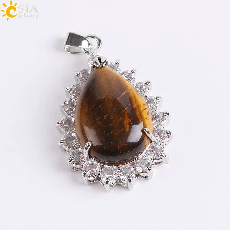 Wholesale Pendant Natural Stone Alloy Claw Inlaid Water Drop Pear Shaped Electroplated High Profile Luxury Unisex - Image 8