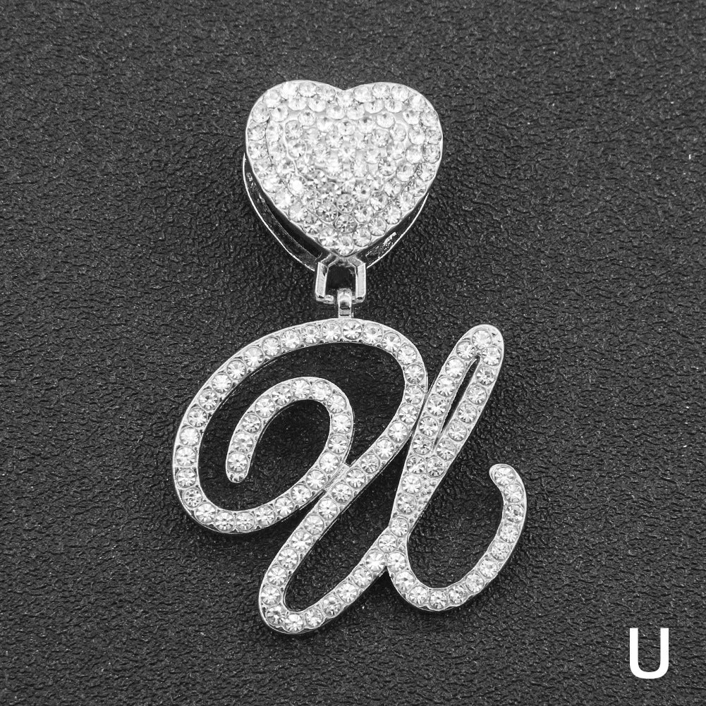 Wholesale Pendant Necklace Alloy Hiphop Style With Letter Pattern And Diamond Decoration Cuban Chain Accessories - Image 26