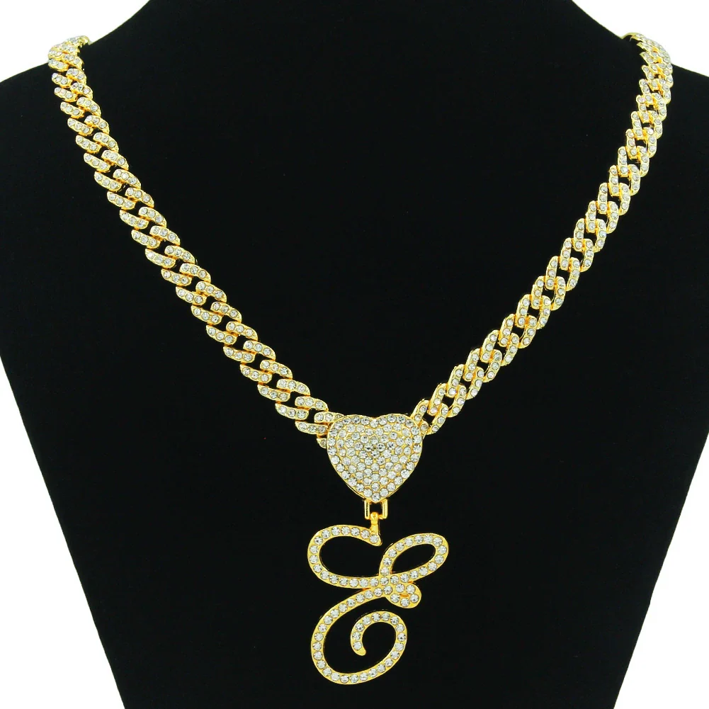 Wholesale Pendant Necklace Alloy Hiphop Style With Letter Pattern And Diamond Decoration Cuban Chain Accessories - Image 3