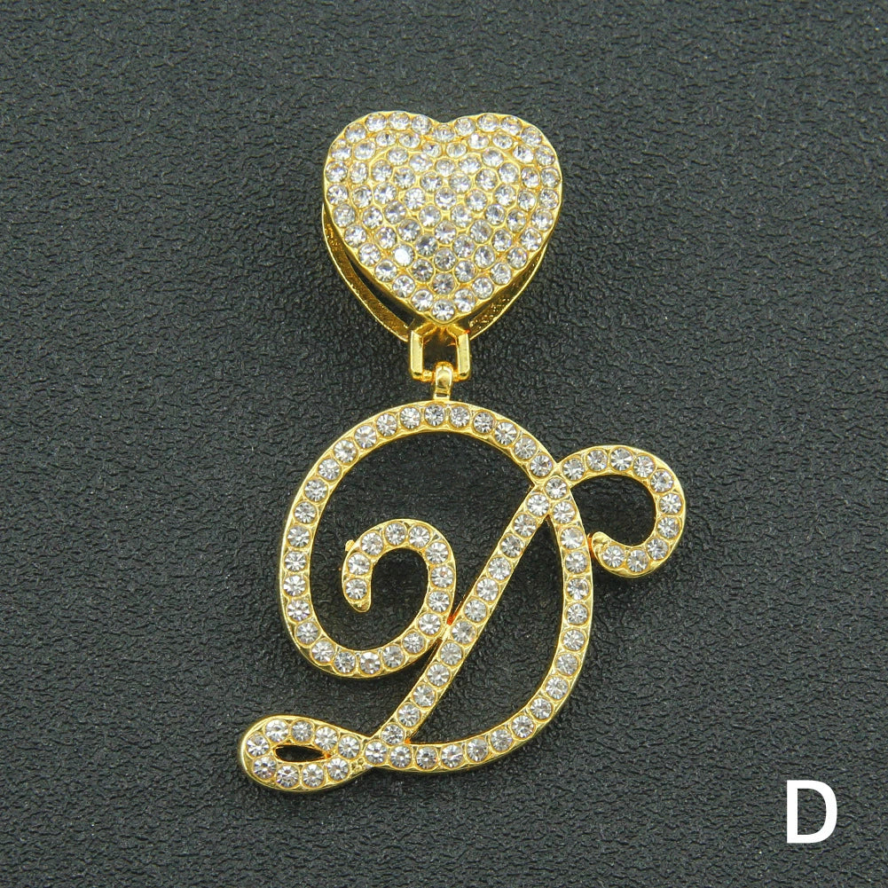 Wholesale Pendant Necklace Alloy Hiphop Style With Letter Pattern And Diamond Decoration Cuban Chain Accessories - Image 35
