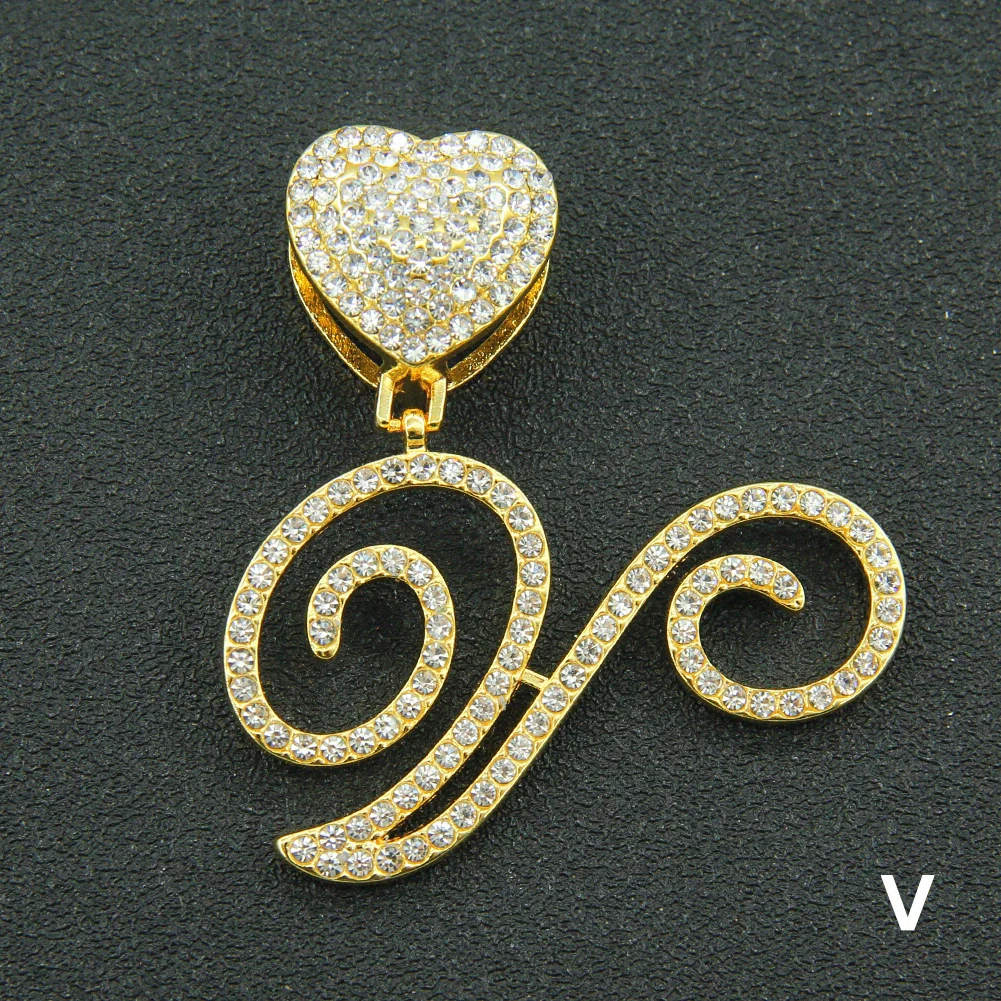 Wholesale Pendant Necklace Alloy Hiphop Style With Letter Pattern And Diamond Decoration Cuban Chain Accessories - Image 53