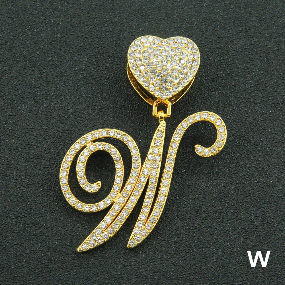 Wholesale Pendant Necklace Alloy Hiphop Style With Letter Pattern And Diamond Decoration Cuban Chain Accessories - Image 54