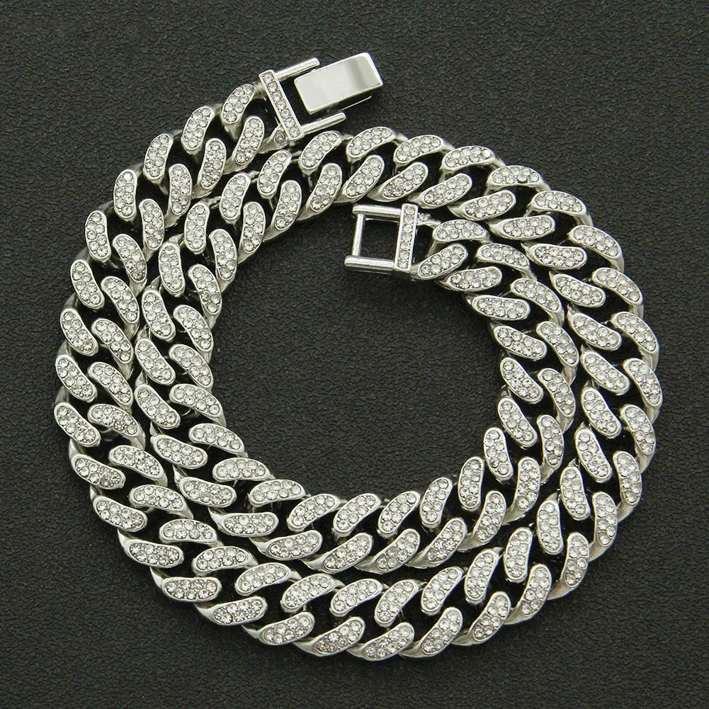 Wholesale Pendant Necklace Alloy Hiphop Style With Letter Pattern And Diamond Decoration Cuban Chain Accessories - Image 61