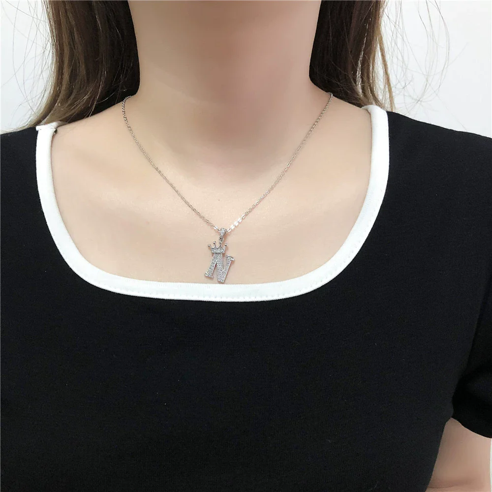 Wholesale Pendant Necklace Copper Inlaid Zircon Alloy With Micro Inlay English Letter Design Ochain - Image 3