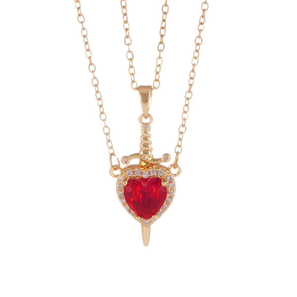 Wholesale Pendant Necklace Copper Inlaid Zircon Light Luxury Retro Love Heart Shape Electroplating - Image 5