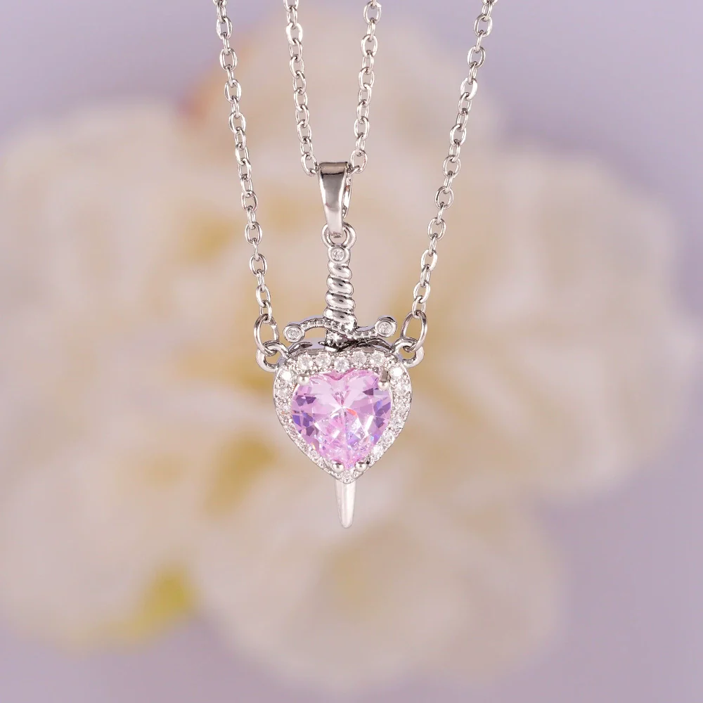 Wholesale Pendant Necklace Copper Inlaid Zircon Light Luxury Retro Love Heart Shape Electroplating - Image 7