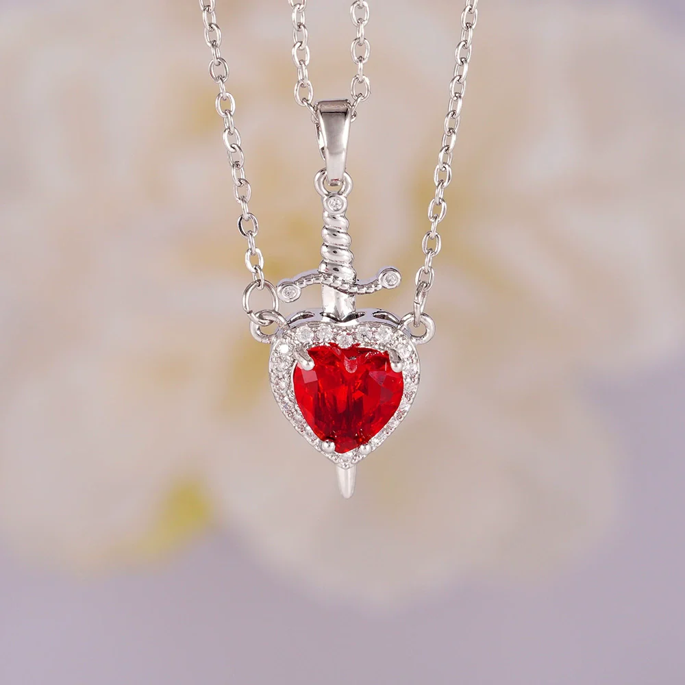 Wholesale Pendant Necklace Copper Inlaid Zircon Light Luxury Retro Love Heart Shape Electroplating - Image 9