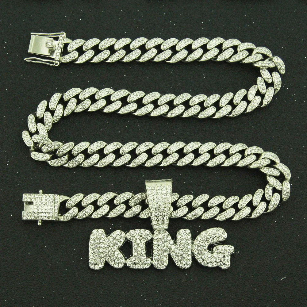 Wholesale Pendant Necklace Men's Hiphop Style Alloy With Rhinestone And Letter Pattern Cuban Chain - Image 4