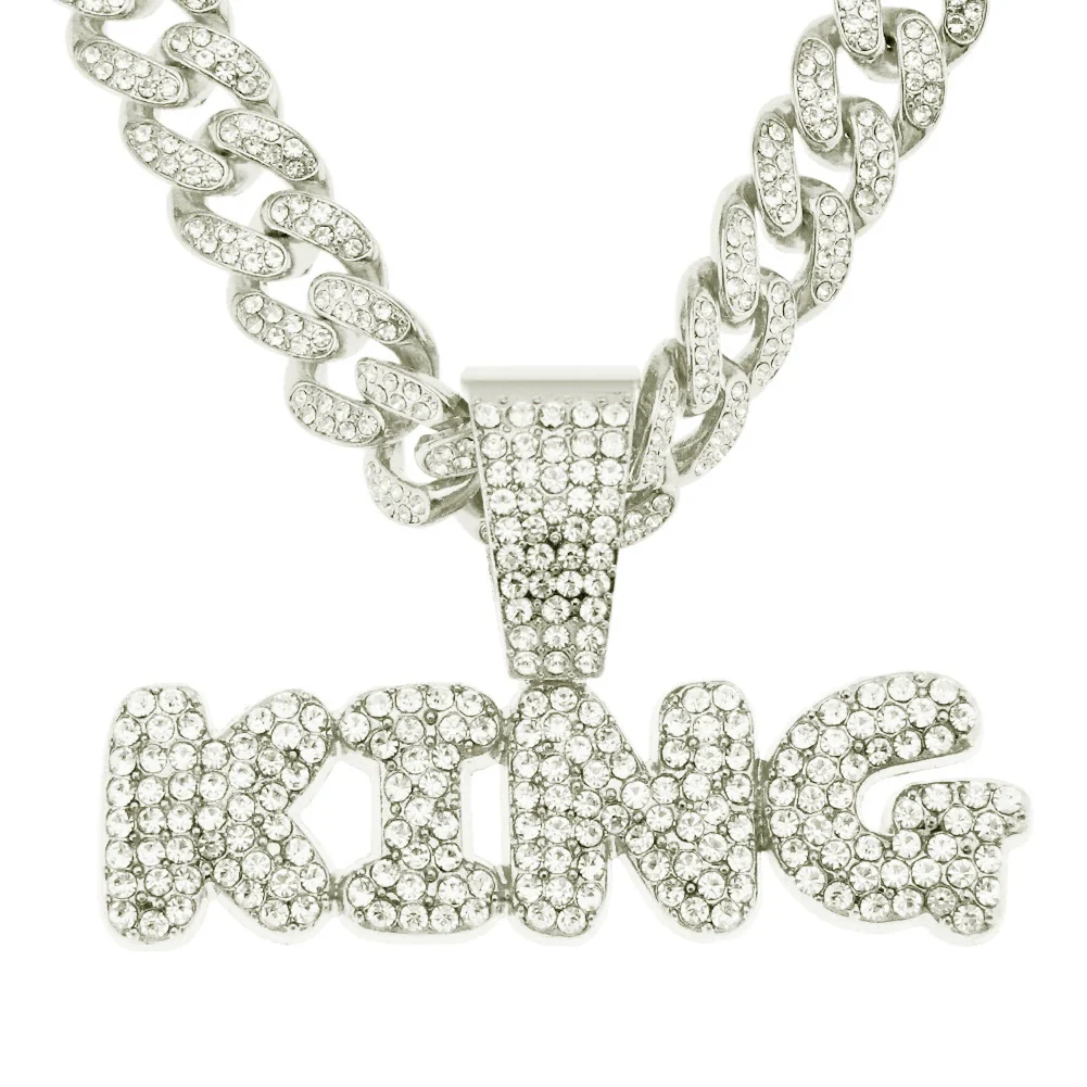Wholesale Pendant Necklace Men's Hiphop Style Alloy With Rhinestone And Letter Pattern Cuban Chain - Image 6