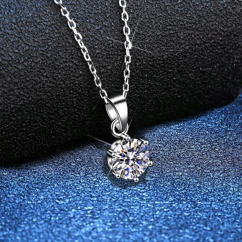 Wholesale Pendant Necklace S925 Sterling Silver Moissanite The Crown Pattern Women's Classic Six Claw Style - Image 2