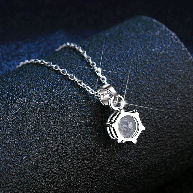Wholesale Pendant Necklace S925 Sterling Silver Moissanite The Crown Pattern Women's Classic Six Claw Style - Image 3
