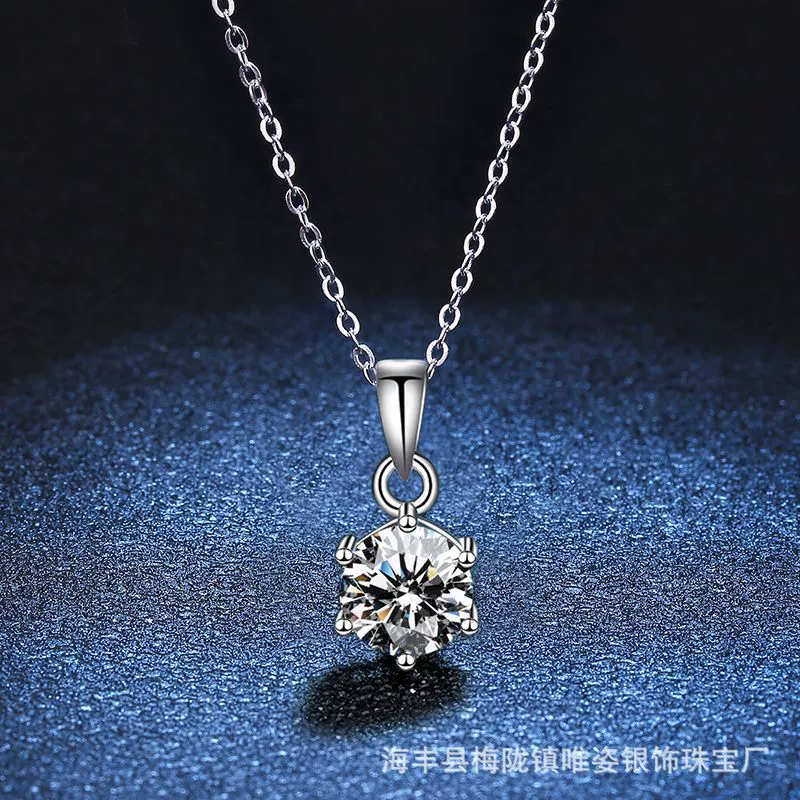 Wholesale Pendant Necklace S925 Sterling Silver Moissanite The Crown Pattern Women's Classic Six Claw Style - Image 6