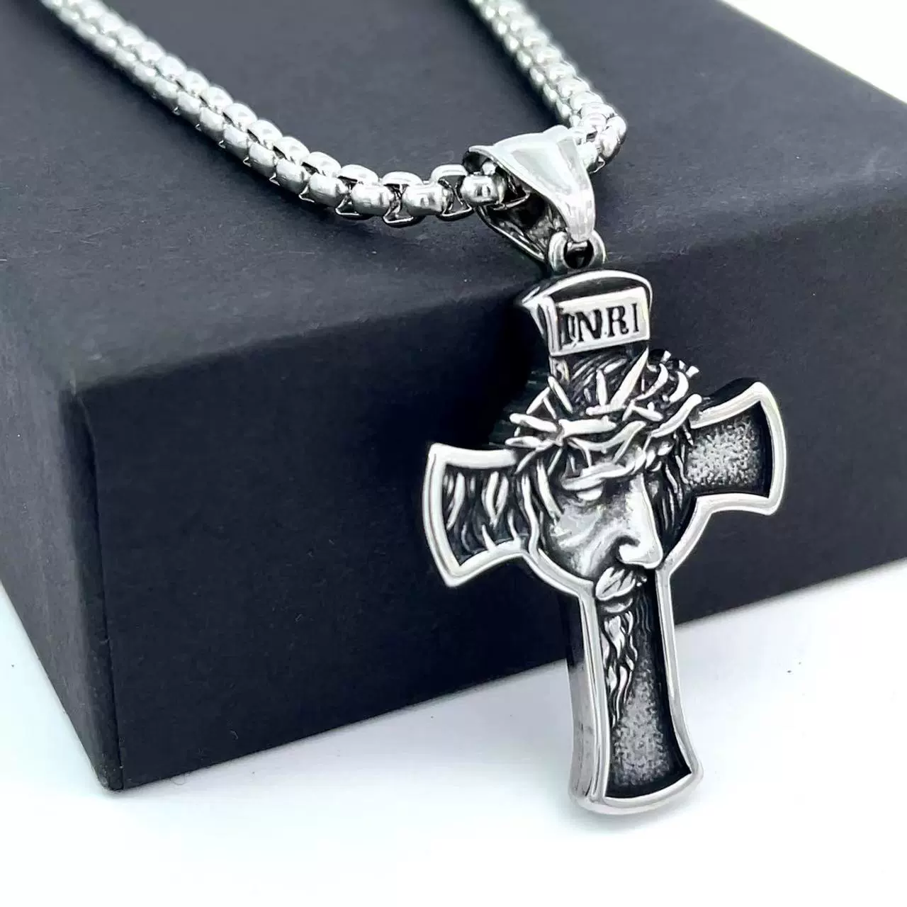 Wholesale Pendant Necklace Stainless Steel Retro Cross Geometric Polishing Men's - Image 5