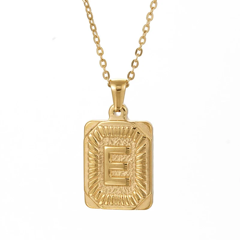 Wholesale Pendant Necklace 316L Stainless Steel Square Letter Electroplated Unisex - Image 10