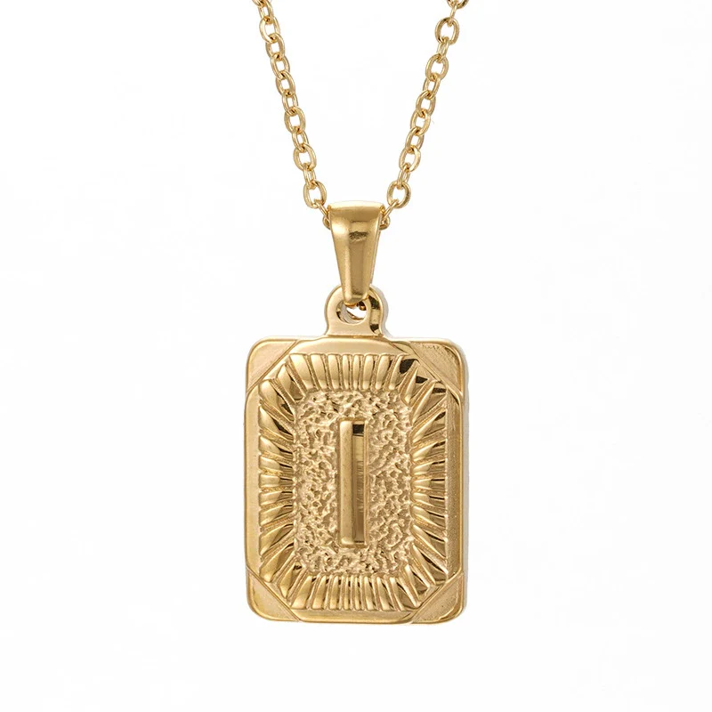 Wholesale Pendant Necklace 316L Stainless Steel Square Letter Electroplated Unisex - Image 14