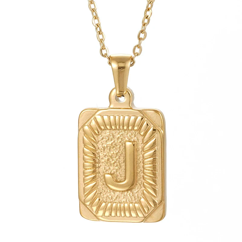 Wholesale Pendant Necklace 316L Stainless Steel Square Letter Electroplated Unisex - Image 15