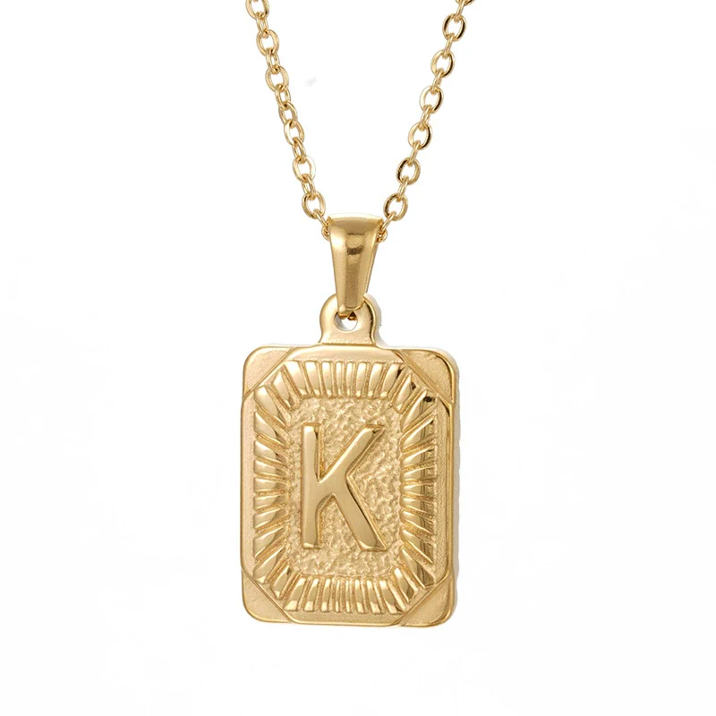 Wholesale Pendant Necklace 316L Stainless Steel Square Letter Electroplated Unisex - Image 16