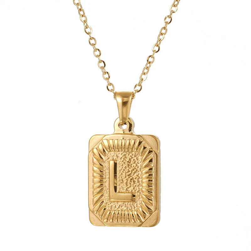 Wholesale Pendant Necklace 316L Stainless Steel Square Letter Electroplated Unisex - Image 17