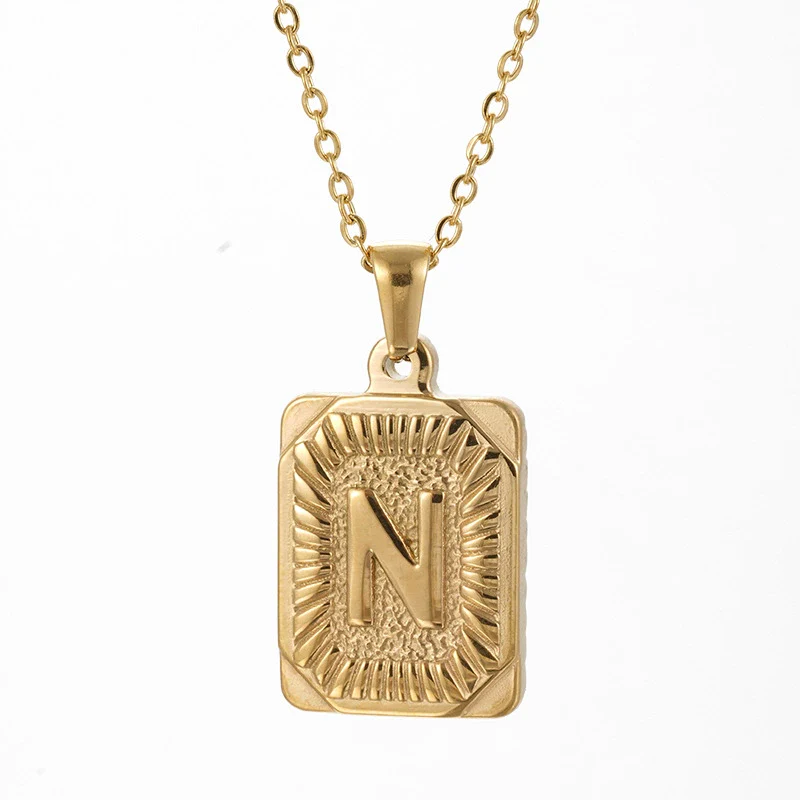 Wholesale Pendant Necklace 316L Stainless Steel Square Letter Electroplated Unisex - Image 18