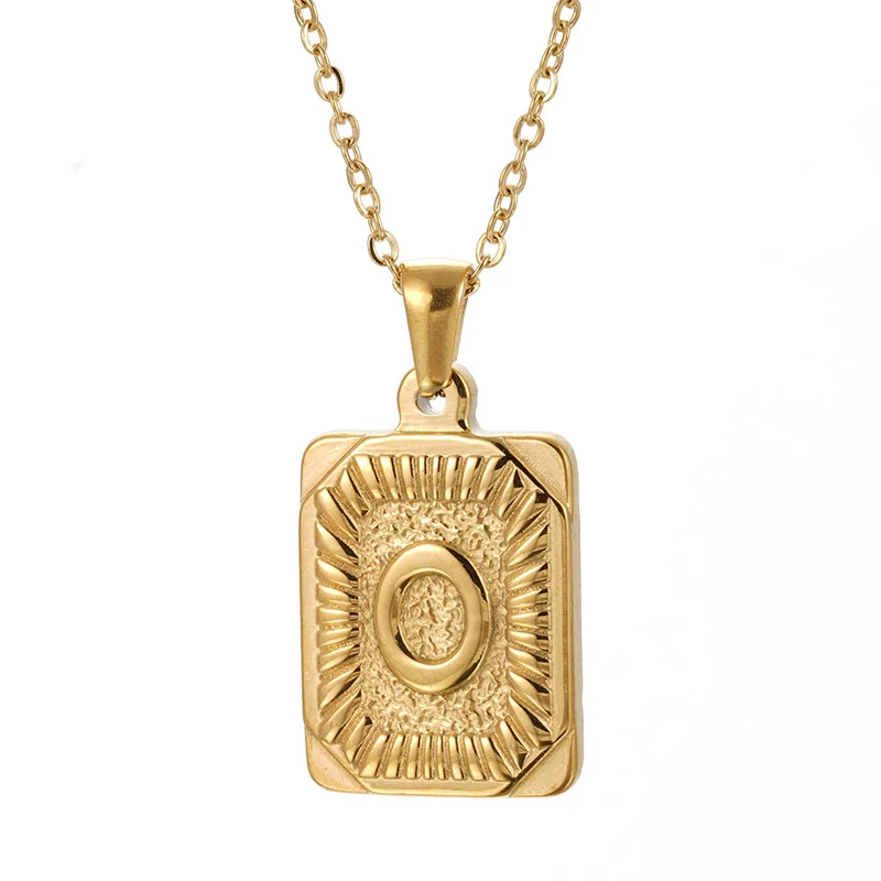 Wholesale Pendant Necklace 316L Stainless Steel Square Letter Electroplated Unisex - Image 19