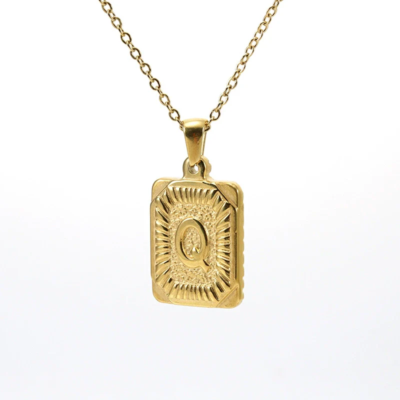 Wholesale Pendant Necklace 316L Stainless Steel Square Letter Electroplated Unisex - Image 21