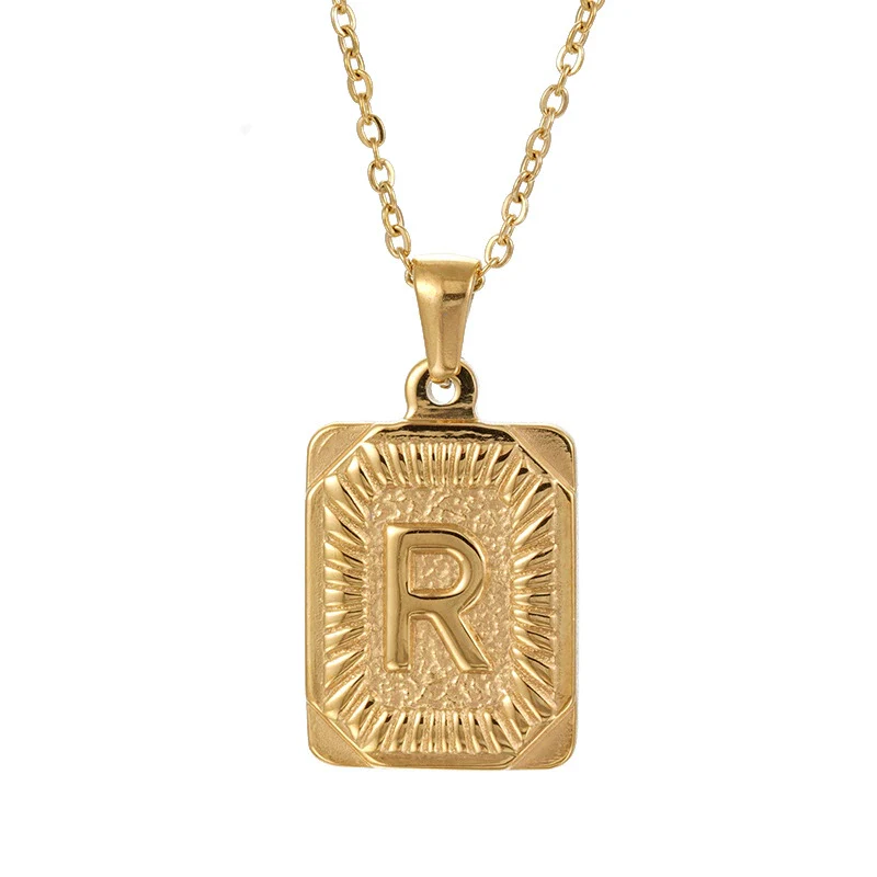 Wholesale Pendant Necklace 316L Stainless Steel Square Letter Electroplated Unisex - Image 22