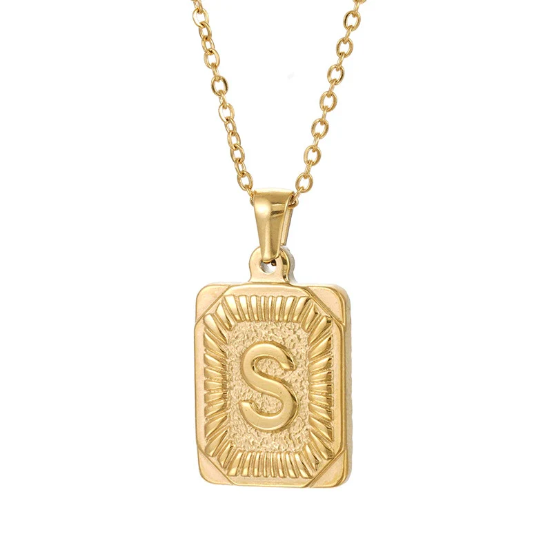 Wholesale Pendant Necklace 316L Stainless Steel Square Letter Electroplated Unisex - Image 23