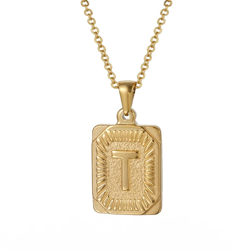 Wholesale Pendant Necklace 316L Stainless Steel Square Letter Electroplated Unisex - Image 24