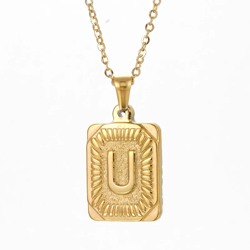 Wholesale Pendant Necklace 316L Stainless Steel Square Letter Electroplated Unisex - Image 25