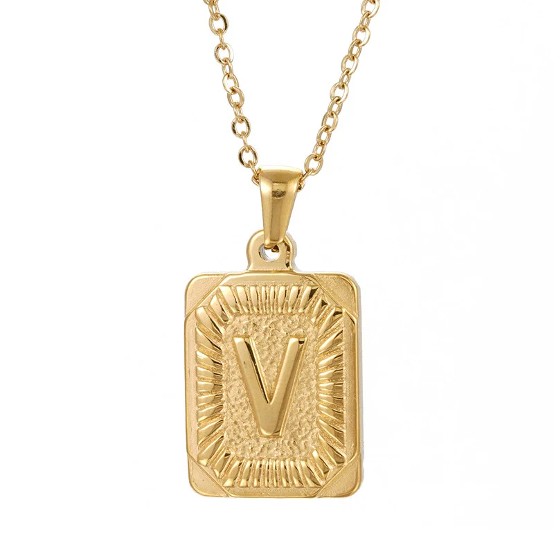 Wholesale Pendant Necklace 316L Stainless Steel Square Letter Electroplated Unisex - Image 26