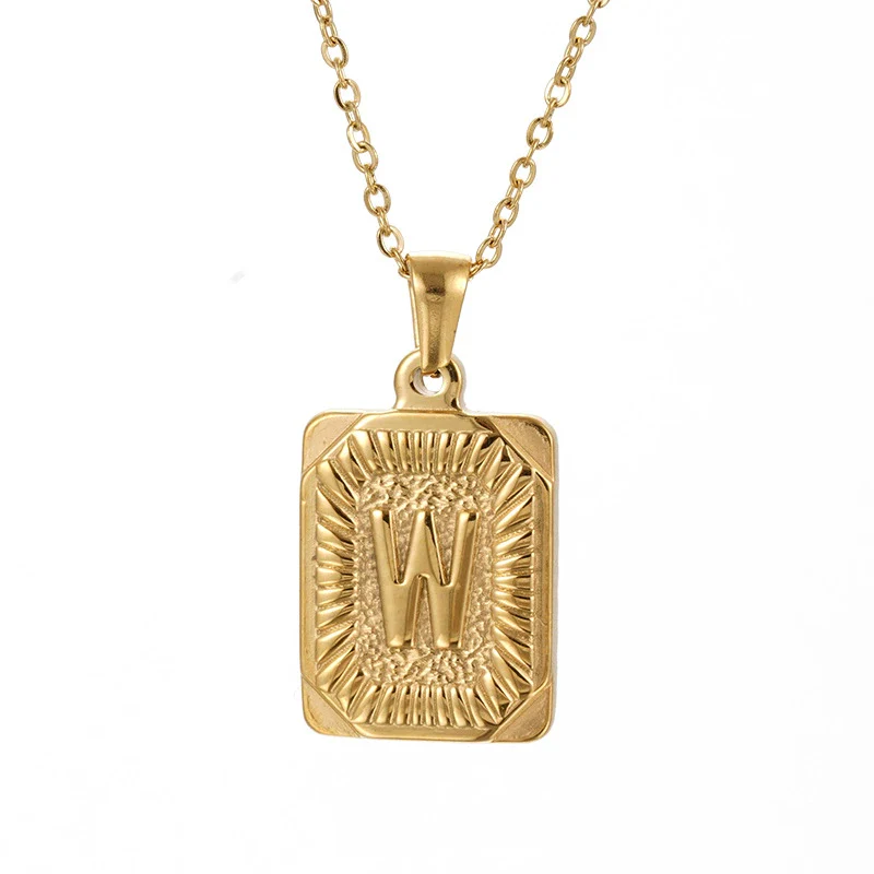Wholesale Pendant Necklace 316L Stainless Steel Square Letter Electroplated Unisex - Image 27