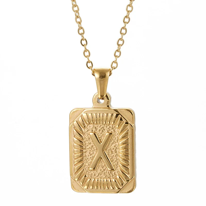Wholesale Pendant Necklace 316L Stainless Steel Square Letter Electroplated Unisex - Image 28
