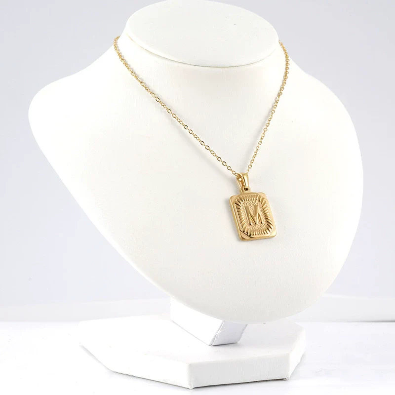 Wholesale Pendant Necklace 316L Stainless Steel Square Letter Electroplated Unisex - Image 3