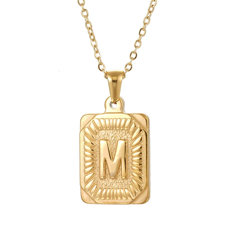 Wholesale Pendant Necklace 316L Stainless Steel Square Letter Electroplated Unisex - Image 5
