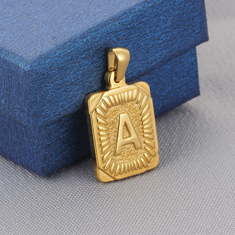 Wholesale Pendant Necklace 316L Stainless Steel Square Letter Electroplated Unisex - Image 6