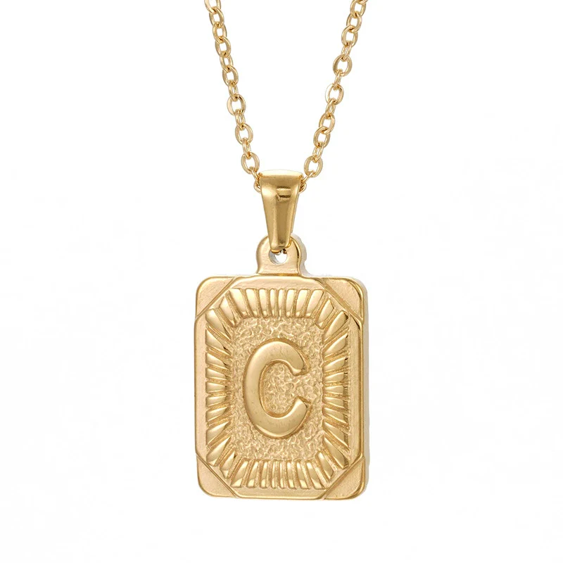 Wholesale Pendant Necklace 316L Stainless Steel Square Letter Electroplated Unisex - Image 8