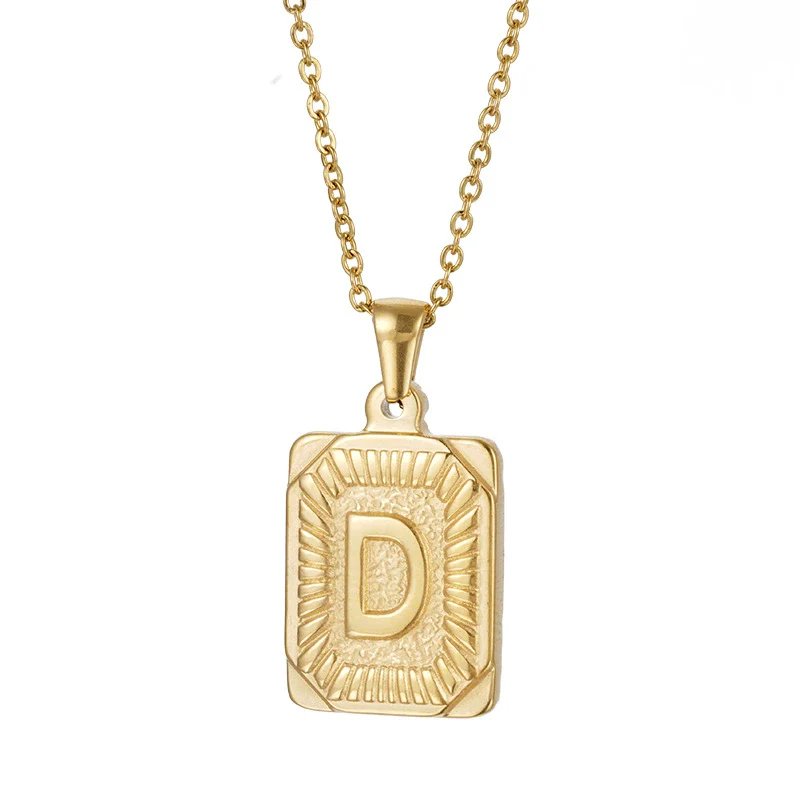 Wholesale Pendant Necklace 316L Stainless Steel Square Letter Electroplated Unisex - Image 9