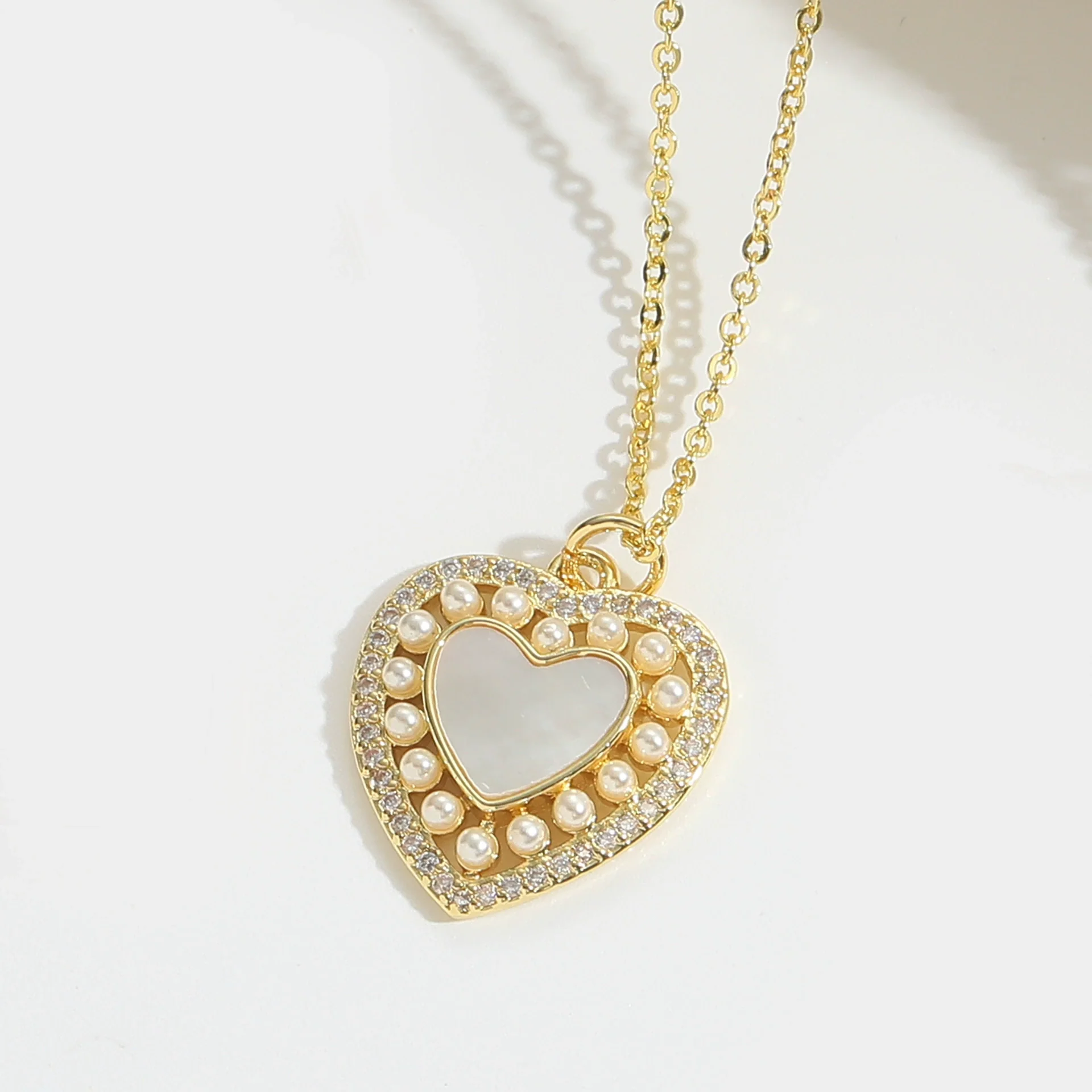Wholesale Pendant Necklace Women's Copper Heartshaped Geometric Style Electroplating Mixed Gemstone Setting O Chain - Image 11
