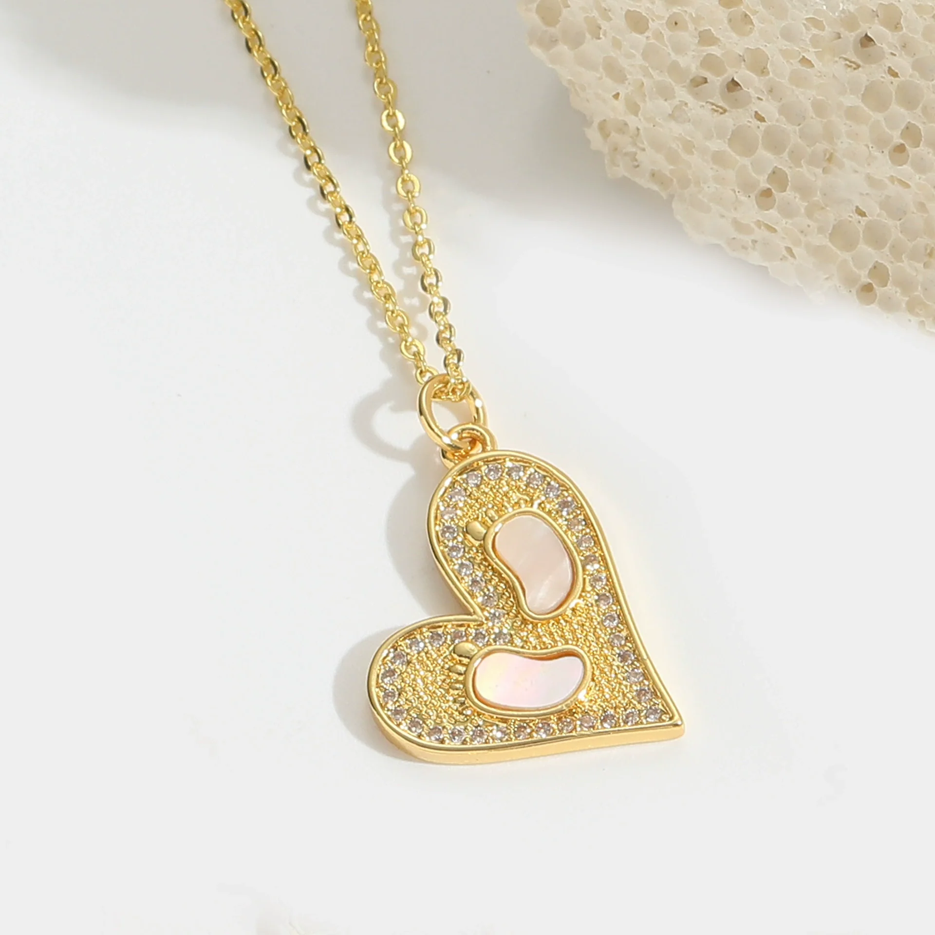 Wholesale Pendant Necklace Women's Copper Heartshaped Geometric Style Electroplating Mixed Gemstone Setting O Chain - Image 6