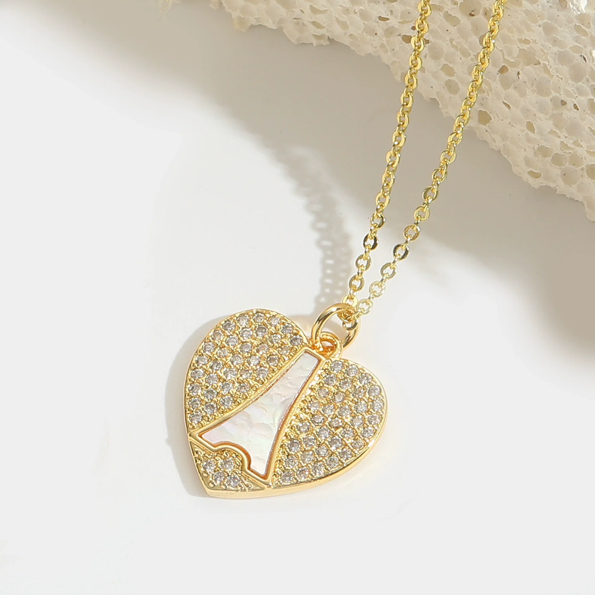 Wholesale Pendant Necklace Women's Copper Heartshaped Geometric Style Electroplating Mixed Gemstone Setting O Chain - Image 8
