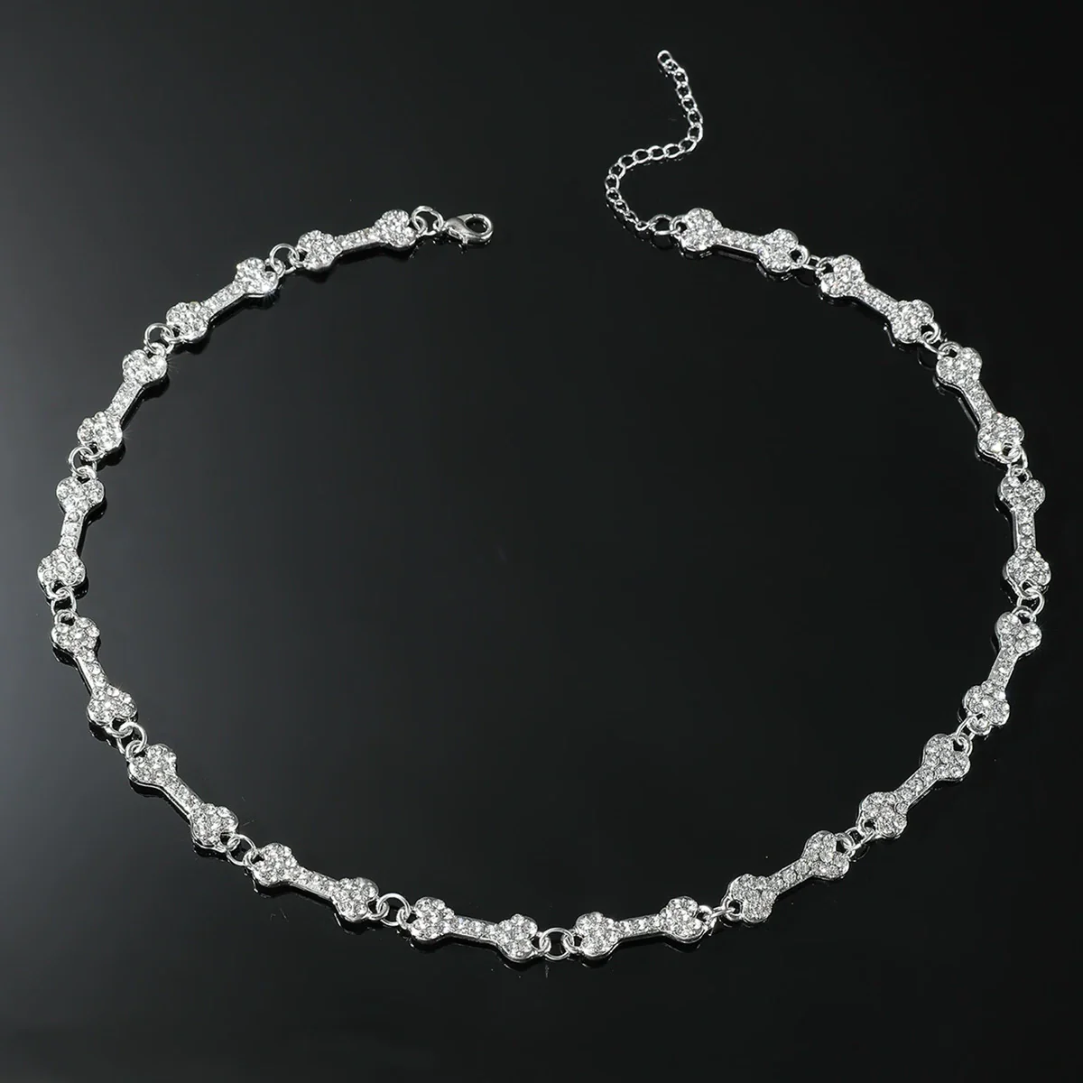 Wholesale Pendant Necklace Zinc Alloy Hiphop Geometric Diamondencrusted Bone Style - Image 2