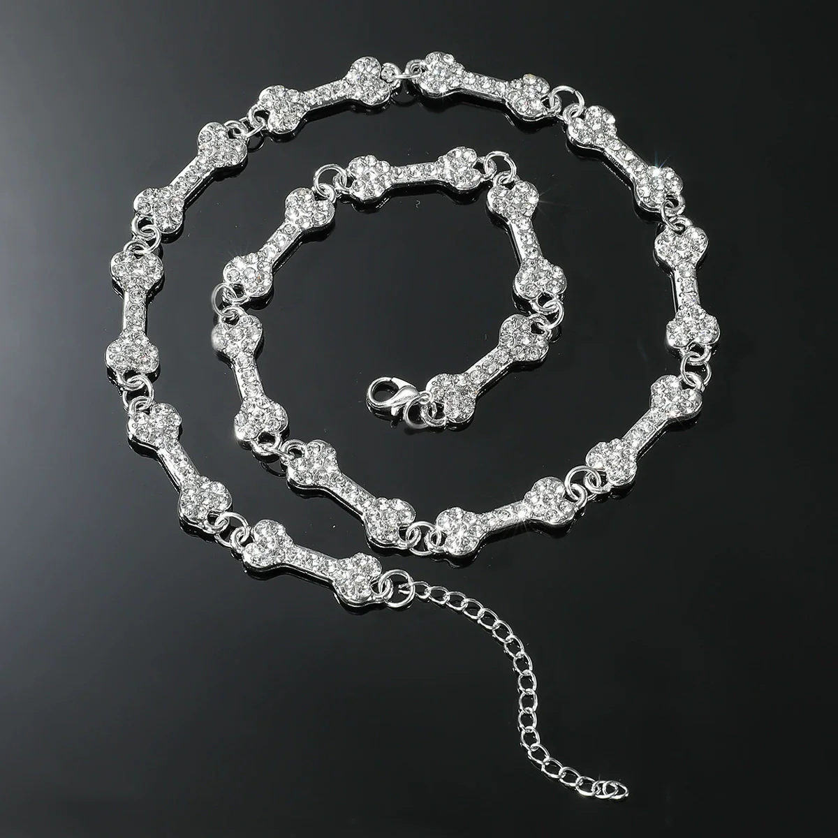 Wholesale Pendant Necklace Zinc Alloy Hiphop Geometric Diamondencrusted Bone Style - Image 3