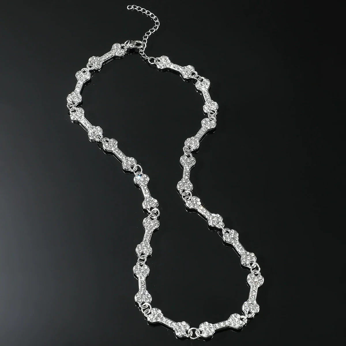 Wholesale Pendant Necklace Zinc Alloy Hiphop Geometric Diamondencrusted Bone Style - Image 5