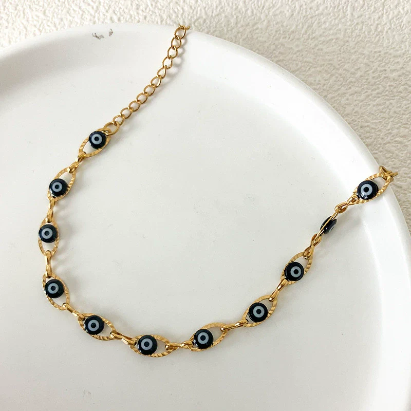 Wholesale Personality Geometric Stainless Steel Goldplated Devil's Eye Bracelet For Women - Image 2