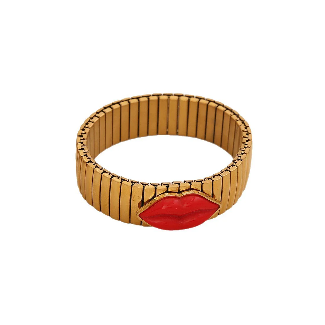 Wholesale Personalized Electroplated Stainless Steel Lip Bracelet And Ring Set - Image 5