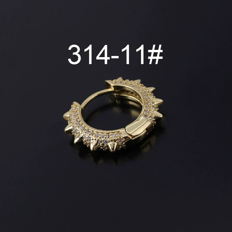 Wholesale Piercing Earrings Copper Inlaid Zircon Rivet Irregular Geometric Electroplating - Image 16