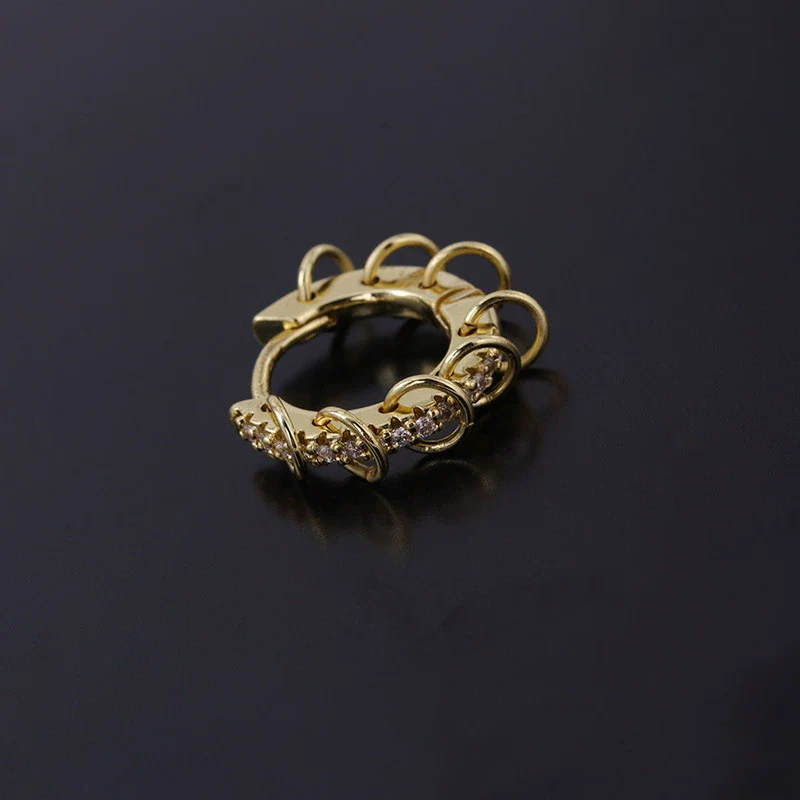Wholesale Piercing Earrings Copper Inlaid Zircon Rivet Irregular Geometric Electroplating - Image 3