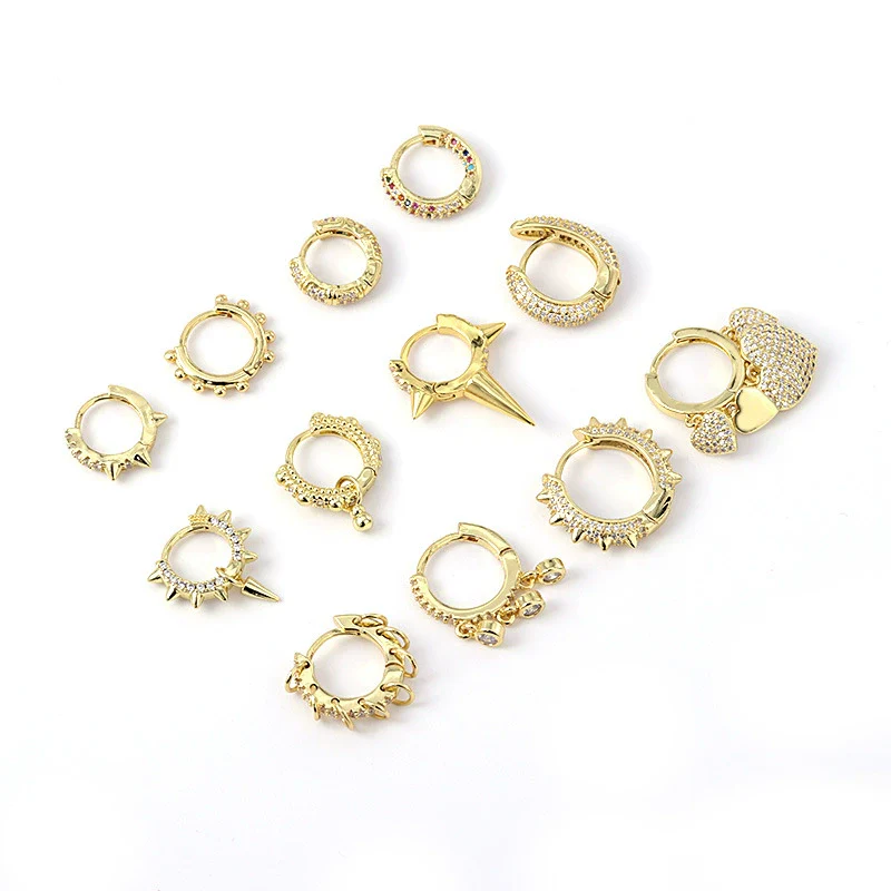 Wholesale Piercing Earrings Copper Inlaid Zircon Rivet Irregular Geometric Electroplating - Image 5