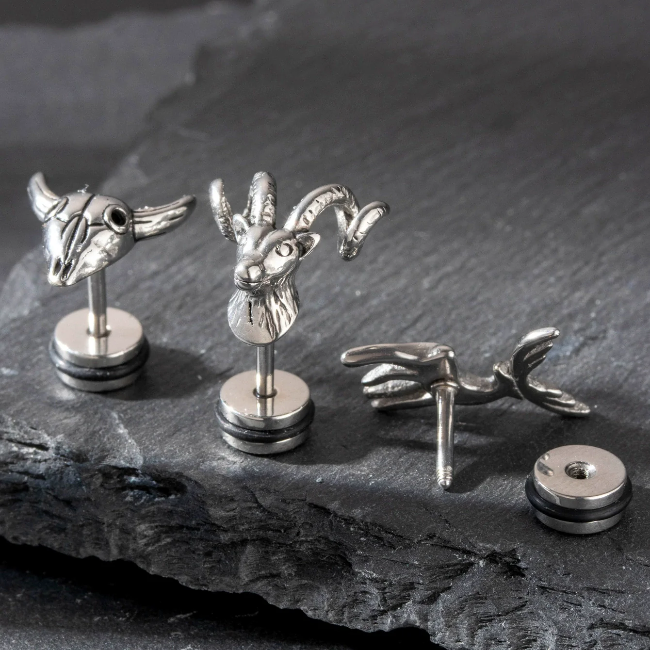 Wholesale Piercing Earrings Stainless Steel Casting Animal Punk Style Zodiac Design - Image 3