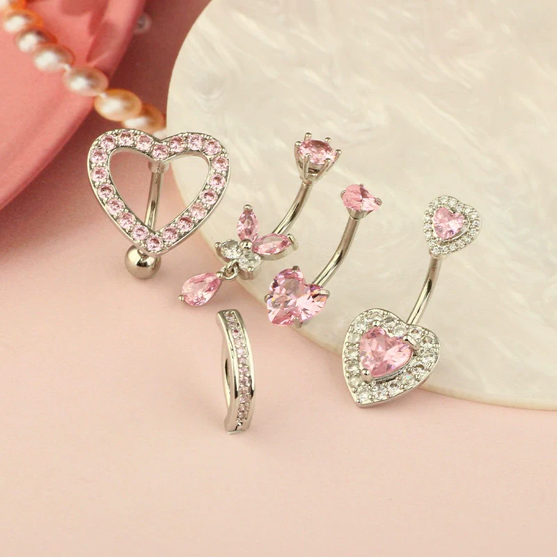 Wholesale Piercing Jewelry Navel Ring Stainless Steel Heartshaped Geometric Electroplating Unisex - Image 2
